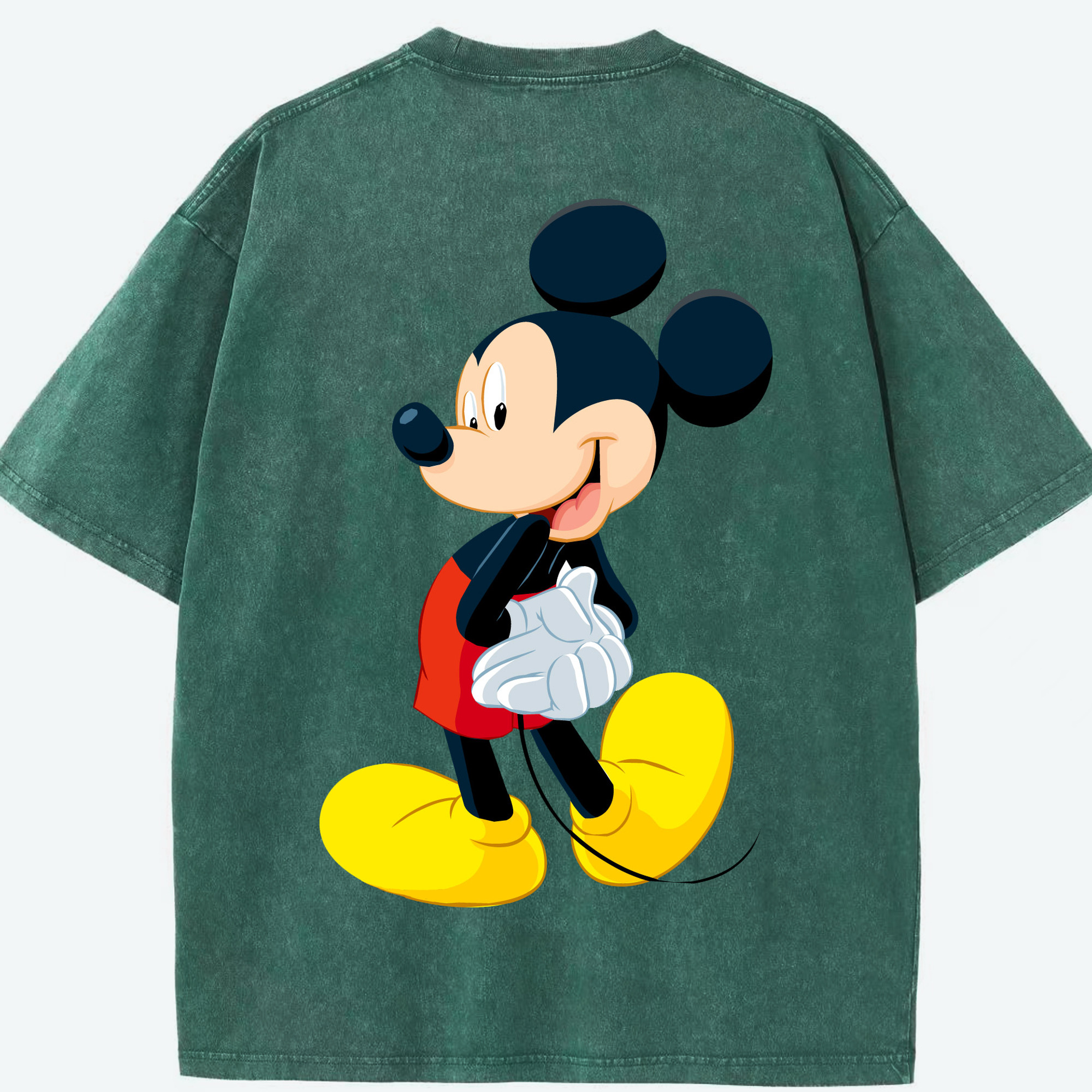 （画像用） ミッキーマウス Mickey Mouse 綿100% ヴィンテージ風 半袖Tシャツ（背面プリント）